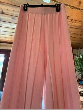 Pastel Blush Pink Pleated Wide-Leg Palazzo Pants